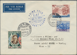 Österreich - Flugpost: 1954 (13.7.), Erstflugbrief Von San Marino über Mailand Mit Blauem Cachet 'Pr - Other & Unclassified