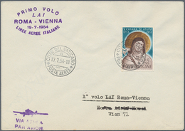Österreich - Flugpost: 1954 (17.7.), Erstflugbrief Vom Vatikan über Rom Mit Violettem Cachet 'Primo - Andere & Zonder Classificatie