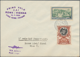 Österreich - Flugpost: 1954 (17.7.), Erstflugbrief Vom Vatikan über Rom Mit Violettem Cachet 'Primo - Sonstige & Ohne Zuordnung