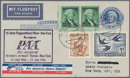 Österreich - Flugpost: 1956 (17.6.), USA Antwort-Postkarte Martha Washington Mit Zusatzfrankatur 2 X - Other & Unclassified