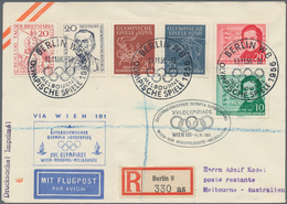 Österreich - Flugpost: 1956 (13.11.), R-Flugpostbrief Von Ost-Berlin Als Zuleitung Zum Österr. Olymp - Other & Unclassified