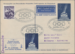 Österreich - Flugpost: 1956 (16.11.), Privat-Postkarte Olympische Spiele 1 S+50 Gr. Mit Bildgleicher - Andere & Zonder Classificatie