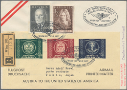 Österreich - Flugpost: 1957 (23.2.), UPU-Adresszettel (Type X) Mit Beidseitiger Zusatzfrankatur Als - Other & Unclassified