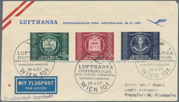 Österreich - Flugpost: 1957 (28.4.), UPU-Adresszettel (Type Y) Mit Blauem Zudruck 'LUFTHANSA Eröffnu - Sonstige & Ohne Zuordnung