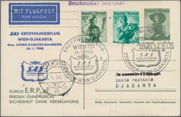 Österreich - Flugpost: 1958 (24.1.), Privat-Postkarte Trachten 1 S. Grün Mit Zudruck 'Mit Flugpost / - Sonstige & Ohne Zuordnung