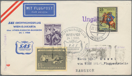 Österreich - Flugpost: 1958 (22.1.), Berlin 25+10 Pf. Postreiter Auf Flugpostbrief Als Zuleitung Zum - Sonstige & Ohne Zuordnung