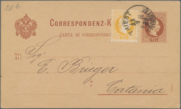 Österreich - Ganzsachen: 1883, 2 Kr Rotbraun Ganzsachenkarte Mit Zusatzfrankatur 2 Kr Gelb Entwertet - Sonstige & Ohne Zuordnung