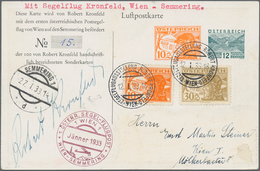 Österreich - Privatganzsachen: 1933 (12.1.), Kronfeld Luftpostkarte (No. 15) Mit Zwei Wertstempeln 1 - Autres & Non Classés