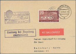 Österreich - Besonderheiten: 1949, BALLONPOST - Zuleitung WÜRTTEMBERG (Fr. Zone): Postkarte Als Zule - Altri & Non Classificati