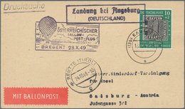 Österreich - Besonderheiten: 1949, BALLONPOST - Zuleitung DEUTSCHLAND (BRD): Postkarte Als Zuleitung - Altri & Non Classificati