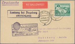 Österreich - Besonderheiten: 1949, BALLONPOST - Zuleitung DEUTSCHLAND (Bizone): Postkarte Als Zuleit - Autres & Non Classés