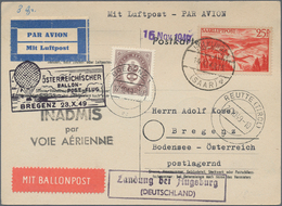 Österreich - Besonderheiten: 1949, BALLONPOST - Zuleitung SAARLAND: Postkarte Als Zuleitung Von Völk - Sonstige & Ohne Zuordnung