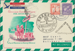 Österreich - Besonderheiten: 1952, BALLONPOST - Zuleitung PHILIPPINEN: Pro Juventute Postkarte Als Z - Sonstige & Ohne Zuordnung