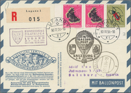 Österreich - Besonderheiten: 1954, BALLONPOST - Zuleitung SCHWEIZ: Pro Juventute Postkarte Als Zulei - Autres & Non Classés