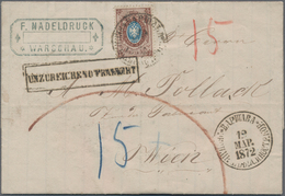 Polen - Russische Periode: 1872, 10kop. Brown/blue, Single Franking On Lettersheet From Warsaw To Vi - Autres & Non Classés