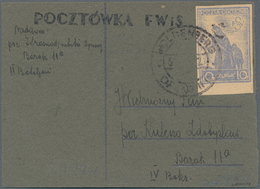 Polen - Lagerpost: Woldenberg: 1942, Internal Camp Mail 10 F, Grey Blue Paper On Provisional Card Ma - Autres & Non Classés