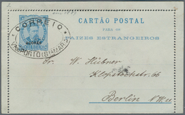 Portugal - Azoren - Stempel: 1890, 50 Reis Card Letter With Scarce Oval Cancellation "CORREIO - VA. - Azoren