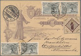 Portugal - Ganzsachen: 1895, 10 R Violet 'St.Antonius' Postal Stationery Card, Uprated With 4 X 2 1/ - Ganzsachen