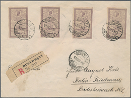 Rumänien: 1903 'New Post Office Bucarest' 5l. Lilac, Four Singles Used On Registered Cover From Buca - Usati
