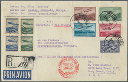 Rumänien: 1936, 1, Nordamerikafahrt 1936, Brief Ab Medias 3.5. Mit Flugpost 1930 Komplett. Transit - Used Stamps