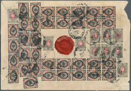 Russland: 1883, A Fantastic Franking Of 35 Copies Of 2 K. Black And Red (horiz. Laid Paper) Along Wi - Gebraucht