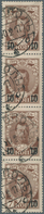 Russland: 1916, Romanow 10 On 7 K. With 'missing "10" At Left' As Bottom Stamp Of A Vert. Strip Of F - Used Stamps