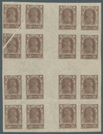 Russland: 1922, 50r. Brown, Cross Gutter Block Of 16, Two Stamps With Distinctive Paper Fold, Mint N - Gebraucht