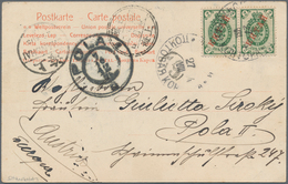 Russische Post In China: 1904, 2 K. Pair Tied "(XAN)HAI 27 VIII (0)4" To Ppc (bridge In Old Shanghai - Chine