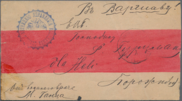 Russische Post In China: 12.10.1904 Russo-Japanese War Red-band Cover From Khabarovsk To Warsaw With - Cina