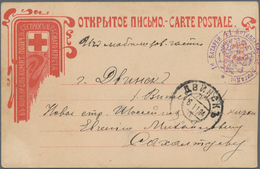 Russische Post In China: 06.11.1904 Russo-Japanese War Red Cross Charity Card Featuring Railway Map - China