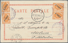 Russische Post In Der Levante - Staatspost: 1902, "BEGGING" Postcard With Two Pairs 4 Para On 1 K Ye - Turkish Empire