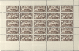 San Marino: 1931, Airmail Stamp ‚Monte Titano‘ 7.70l. Brown Complete Folded Sheet With 25 Stamps And - Autres & Non Classés