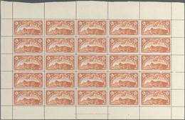 San Marino: 1931, Airmail Stamp ‚Monte Titano‘ 9l. Orange Complete Folded Sheet With 25 Stamps And I - Sonstige & Ohne Zuordnung