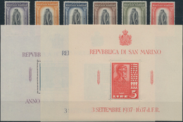 San Marino: 1935/1938, Year Sets. Sassone 186/212+A17/18 Mint Never Hinged. Catalogue Value 1026 €. - Autres & Non Classés