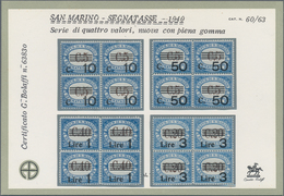 San Marino - Portomarken: 1940, Postage Due, Sassone 60-63 Well Centered Mint Never Hinged In Blocks - Portomarken