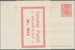 San Marino - Ganzsachen: 1925. 40 C Red Postal Stationery Card And 40 + 40 C Postal Stationery Doubl - Ganzsachen