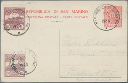 San Marino - Ganzsachen: 1925. 40 C Red Postal Stationery Card And 40 + 40 C Postal Stationery Doubl - Entiers Postaux