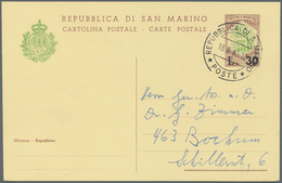 San Marino - Ganzsachen: 1963, Ganzsachenkarte 30 L. = Portoerhöhung - 30 Auf 25 L., Gebraucht, Mi. - Ganzsachen