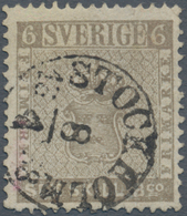 Schweden: 1855-58 6 Skill B:co Brownish Grey, Late Printing, Used And Cancelled By "STOCKHOLM/8/4/18 - Gebraucht