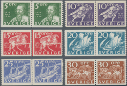 Schweden: 1936, Tercentenary Of Swedish Post Complete Set Of 12 Vertical Perforated Stamps In Horizo - Usati