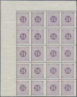 Schweden - Portomarken: 1882, Postage Due 24öre Violet Perf. 13 Block Of 20 From Upper Left Corner, - Portomarken