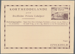 Schweden - Privatpostmarken: 1930 Ca., 4 Öre Stationery Card "Stockholms Privata Lokalpost" Unused. - Autres & Non Classés