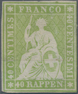 Schweiz: 1854, 40 Rappen Dunkelgelblichgrün Von Der 2. Auflage Des Münchner Druck, Ungebraucht Ohne - Altri & Non Classificati