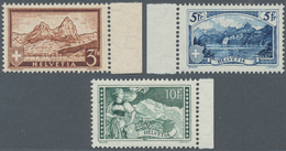 Schweiz: 1928, Freimarken: Gebirgslandschaften, 3 Werte Komplett, Taufrischer, Postfrischer Luxussat - Autres & Non Classés