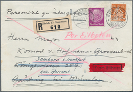 Schweiz: 1939, 60 C Sitzende Helvetia Auf R-Brief Von Zürich Nach Gauting B. München, Dort Mit 40 Pf - Andere & Zonder Classificatie