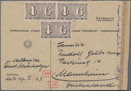 Schweiz: 1943, 4+6 C. 100 Jahre Schweizer Briefmarken, 3 Werte Auf Feldpostbrief "FÜS. KP III/63" Mi - Andere & Zonder Classificatie