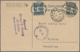 Schweiz - Ganzsachen: 1919 Destination WESTAFRIKA: Ganzsachenkarte Tell 7½ Rp. Grau, Type II Mit Gez - Entiers Postaux