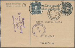 Schweiz - Ganzsachen: 1919 Destination WESTAFRIKA: Ganzsachenkarte Tell 7½ Rp. Grau, Type II Mit Gez - Interi Postali