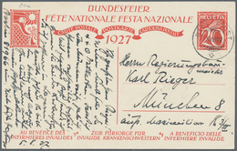 Schweiz - Ganzsachen: 1927 Beide Bundesfeierkarten Zu 20 Rp. Mit Bild "Knabe" Bzw. "Schwester", Beid - Ganzsachen