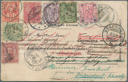 Schweiz - Besonderheiten: 1901, 6-Länder-Frankatur Auf Ansichtskarte Von DÜBENDORF/Schweiz über Deut - Altri & Non Classificati